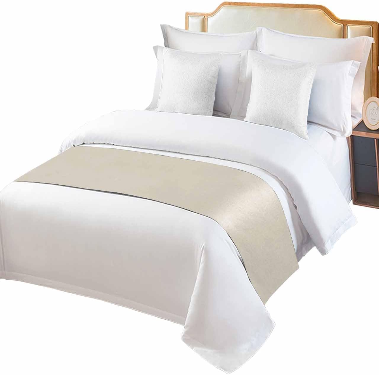DecorLovee Ivory White Bed Runners for Queen Size Bed, Modern Decorative Bed Throws for Foot of Bed, Farmhouse Pure Ivory White Bed Runner Sofa Throw Bedding Scarf Protector Slipcover for Bedroom