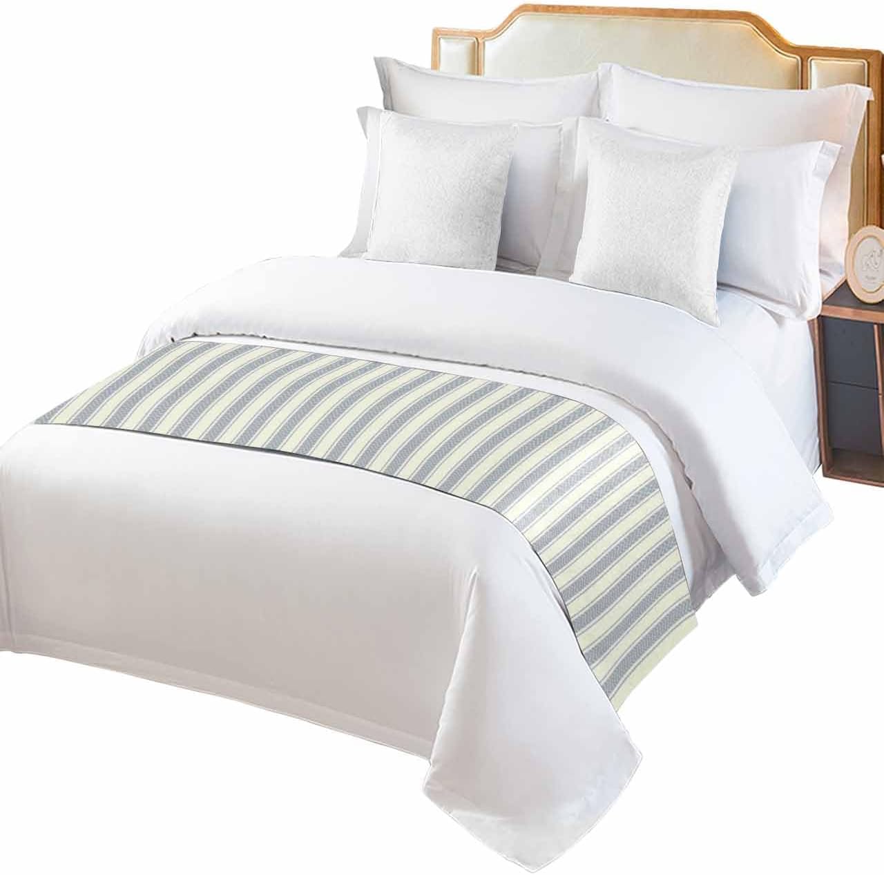 Yukro Stripe Bed Runner Scarf, Vintage Black Stripes Beige BackgroundTwin Bed Scarf Runner, No Fading Decorative Bedding Scarf for Bedroom Hotels Homes and Guestrooms