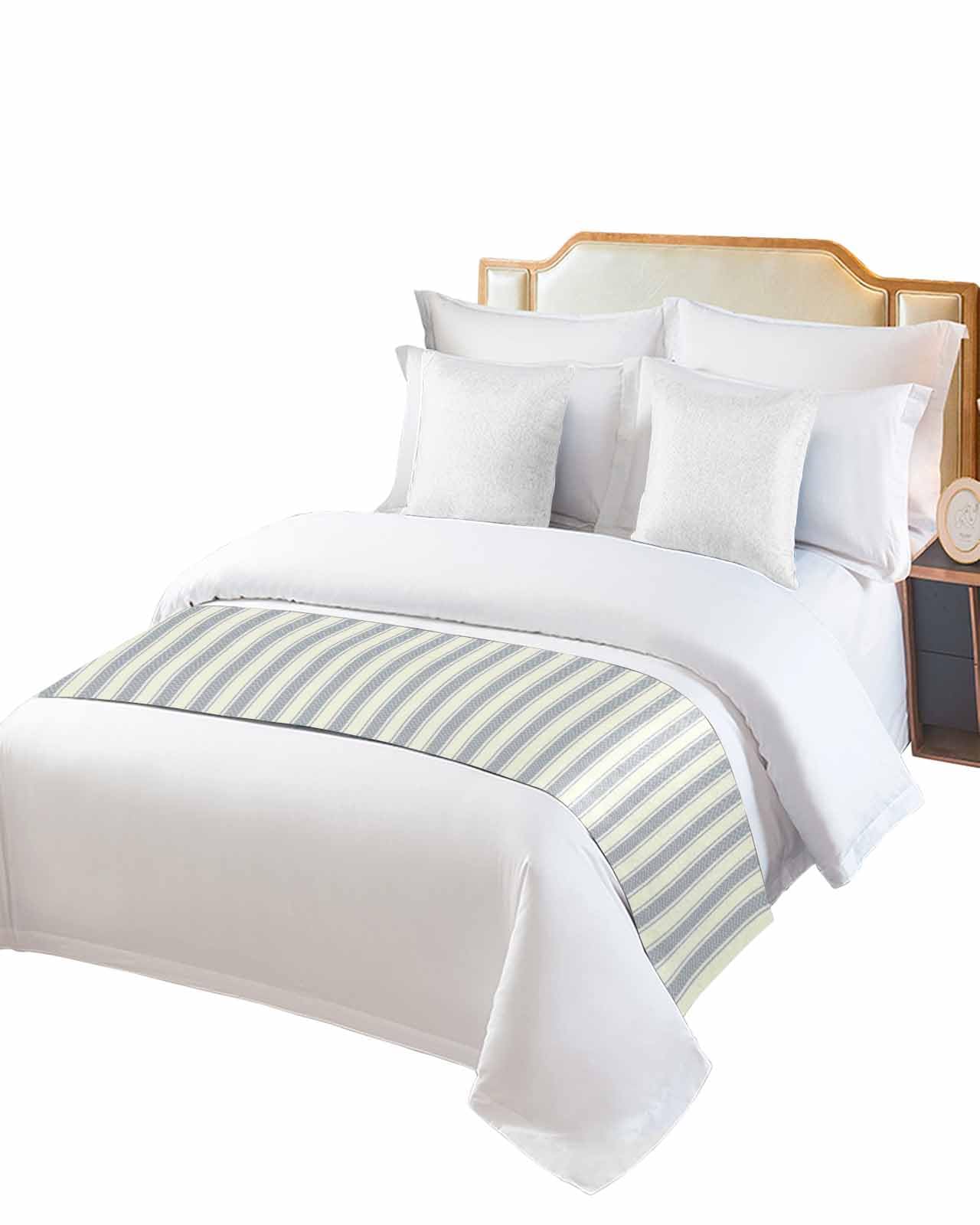 Yukro Stripe Bed Runner Scarf, Vintage Black Stripes Beige BackgroundTwin Bed Scarf Runner, No Fading Decorative Bedding Scarf for Bedroom Hotels Homes and Guestrooms