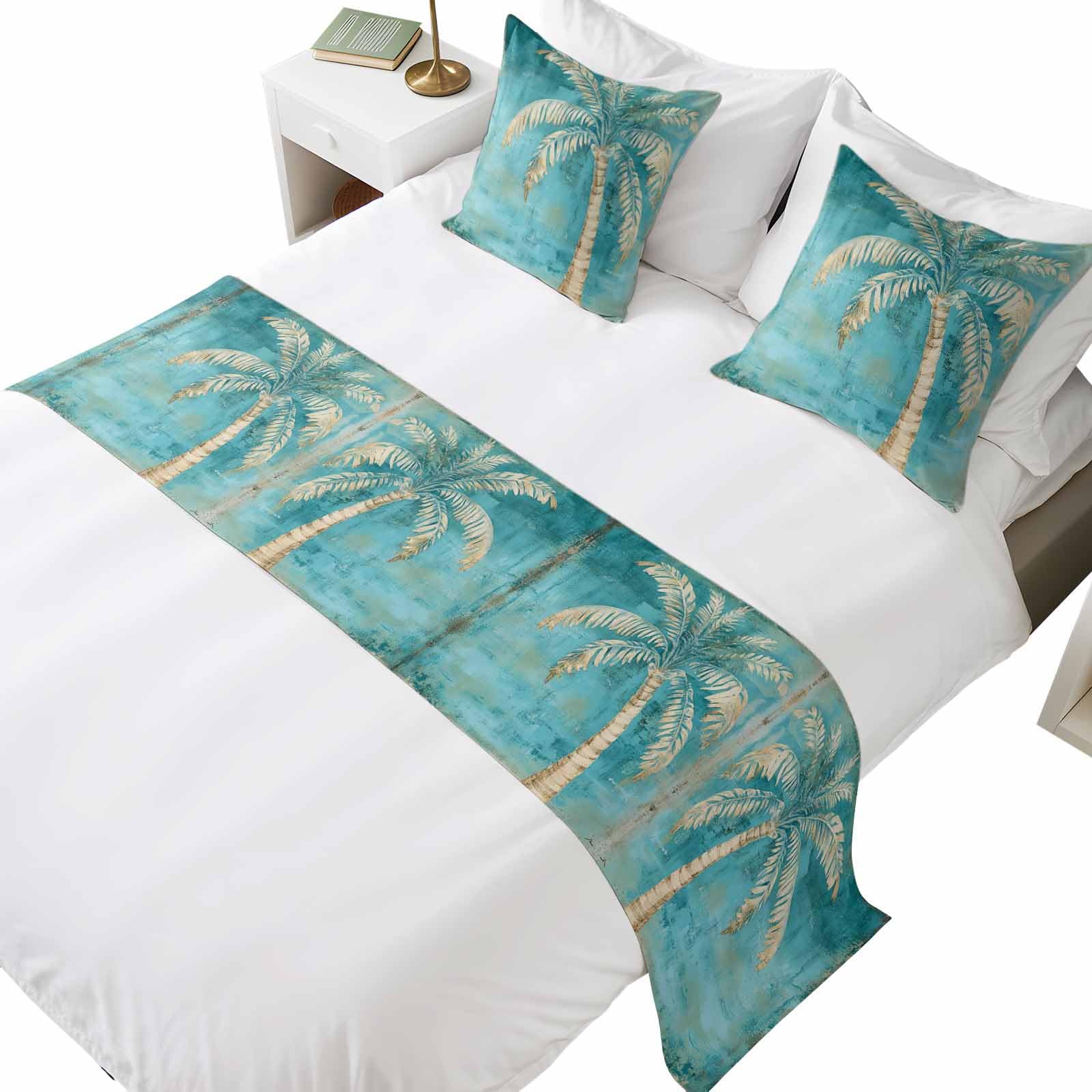 Sage Green Bed Runners for King Size Beds Farmhouse Bed Scarf Matching Decorative Throw Pillow Covers Modern Minimalism Solid Color Art Hotel Beds End Blanket Towel Soft Bedspread Protection