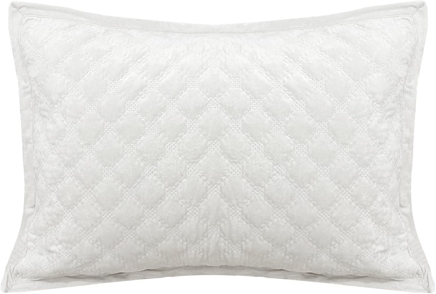 Standard Pillowcase 20X26 1 Piece Pillow Cover with Envelope Closure Rectangular Quilted Pillow Case Soft Decorative Texture Pillow Sham for Bed, Ivory White