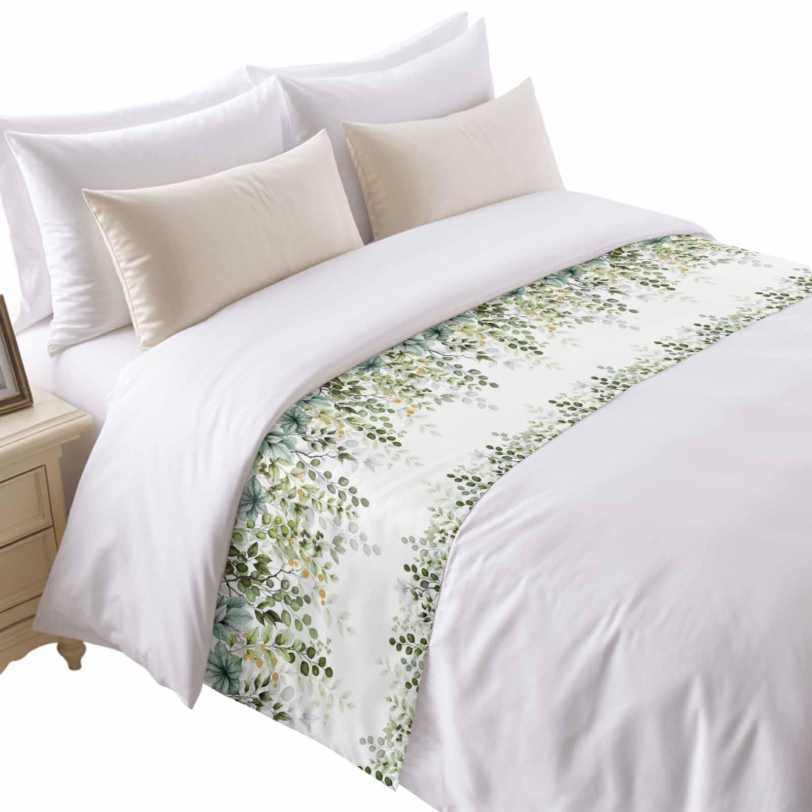 Bed Runner for King Size Bed, Blue Beige Farmhouse Decorative Bed Runners Scarves for Bedroom, Vintage Wooden Striped Washable Bedding Scarf Cover Bed Runner for Foot of Bed
