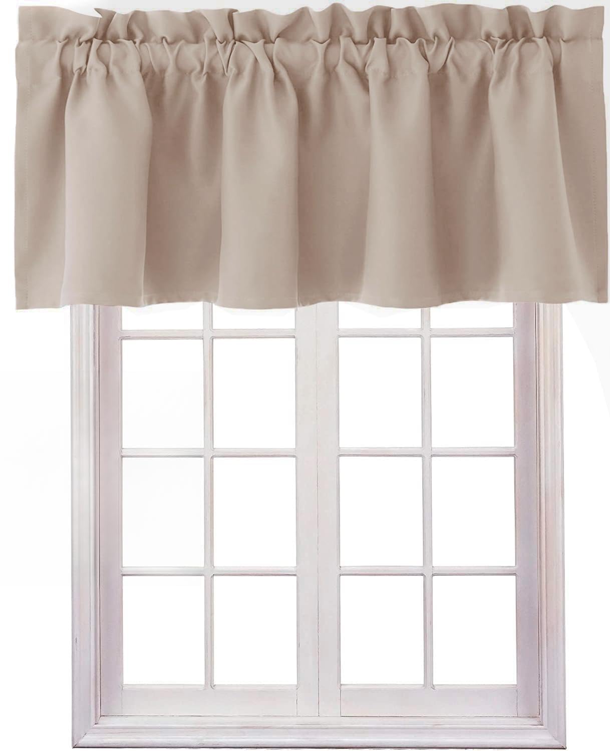 Hiasan Valance Curtains for Kitchen Blackout Thermal Insulated Solid Window Curtain Valance, Ivory, 42 x 18 Inches, 1 Panel