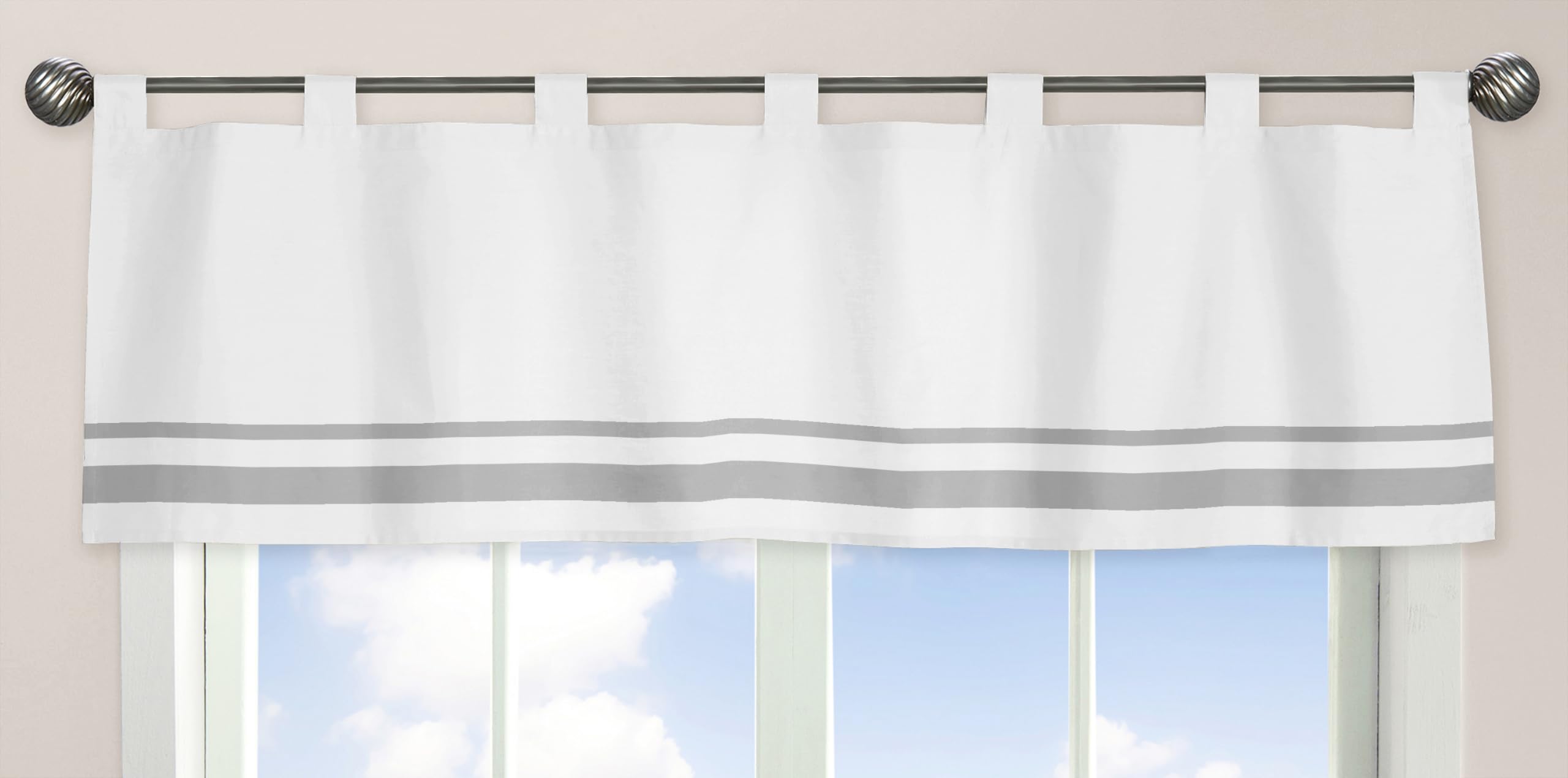 Sweet Jojo Designs White and Black Hotel Modern Window Valance