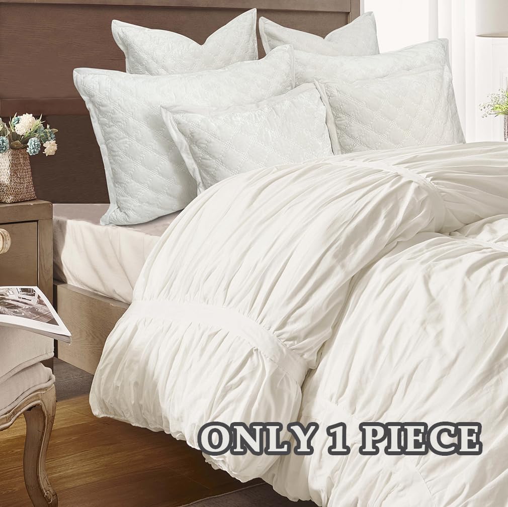 Standard Pillowcase 20X26 1 Piece Pillow Cover with Envelope Closure Rectangular Quilted Pillow Case Soft Decorative Texture Pillow Sham for Bed, Ivory White