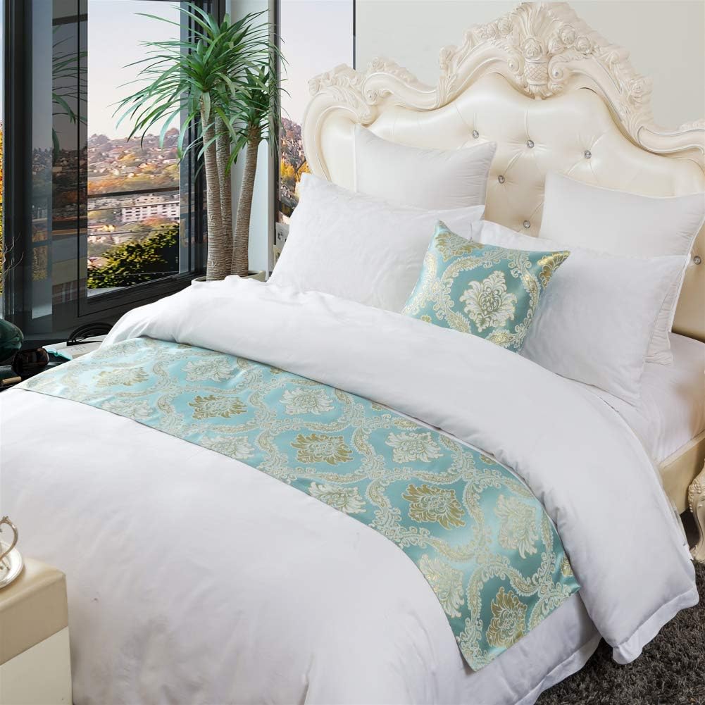 Twelve Queen Bed Scarf Bedding Scarves Light Green Bed Runner Bedspreads for Home Hotel Decorations 19.7x82.7in for 150cm Bed