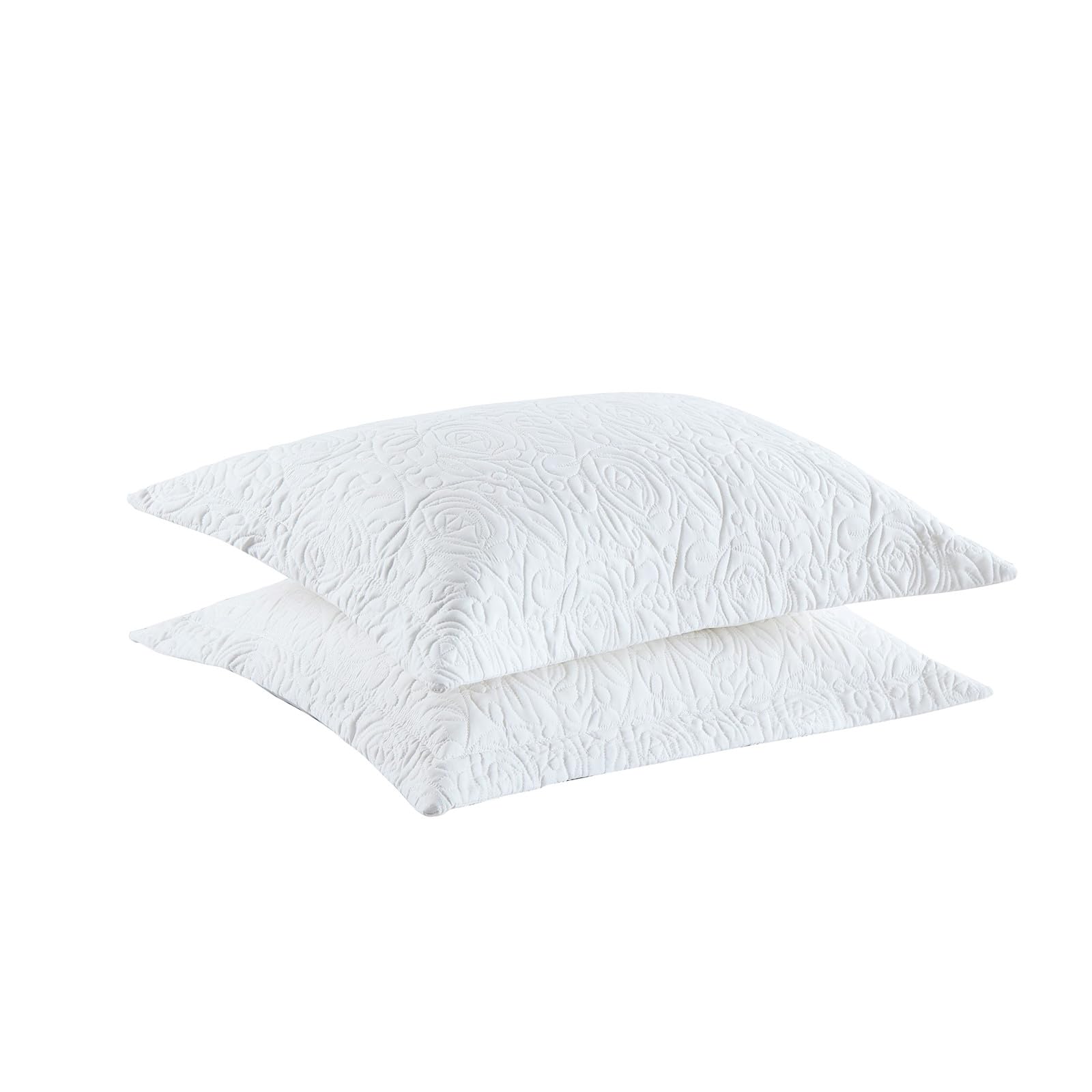 MarCielo 2-Piece Embroidered Pillow Shams, Decorative Microfiber Pillow Covers Set, Standard Size, Beige