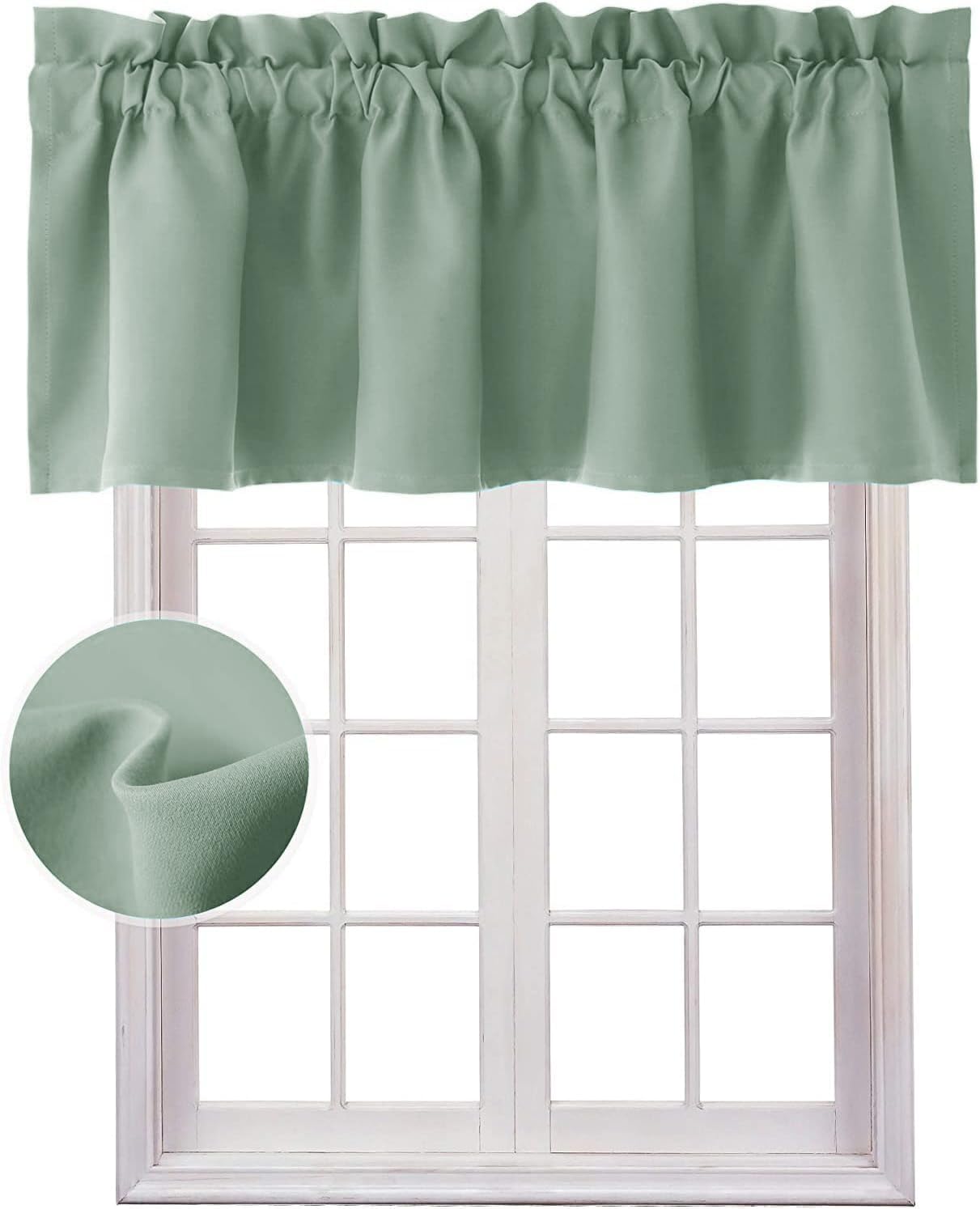 Hiasan Valance Curtains for Kitchen Blackout Thermal Insulated Solid Window Curtain Valance, Ivory, 42 x 18 Inches, 1 Panel