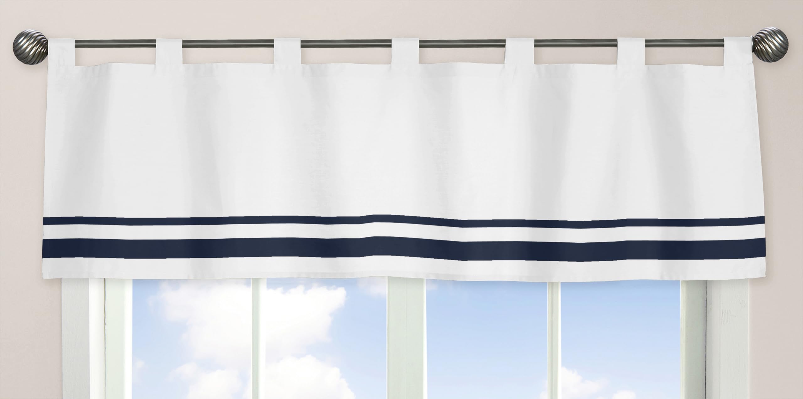 Sweet Jojo Designs White and Black Hotel Modern Window Valance