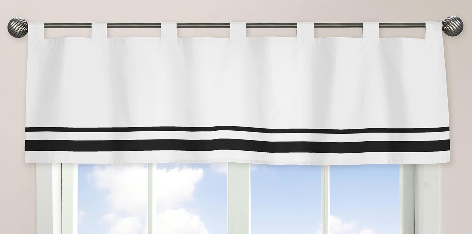 Sweet Jojo Designs White and Black Hotel Modern Window Valance