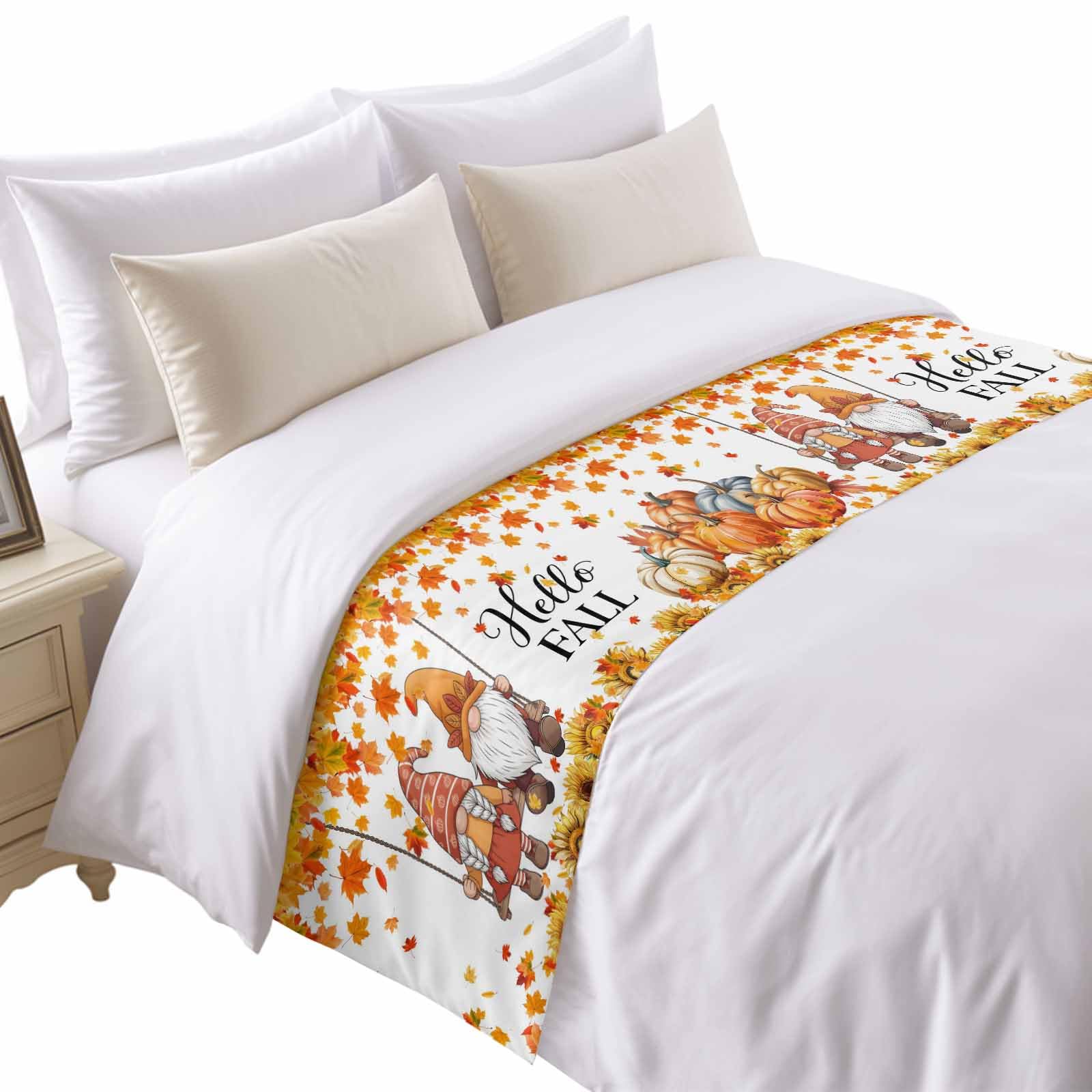 Bed Runner for King Size Bed, Blue Beige Farmhouse Decorative Bed Runners Scarves for Bedroom, Vintage Wooden Striped Washable Bedding Scarf Cover Bed Runner for Foot of Bed