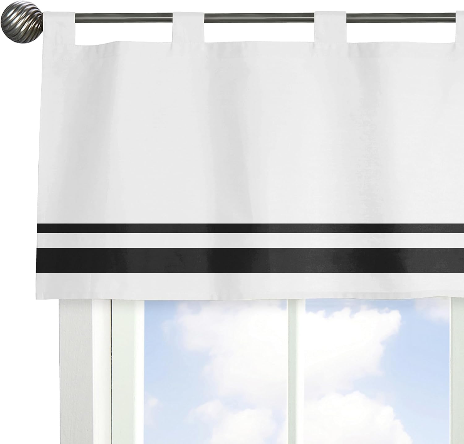 Sweet Jojo Designs White and Black Hotel Modern Window Valance