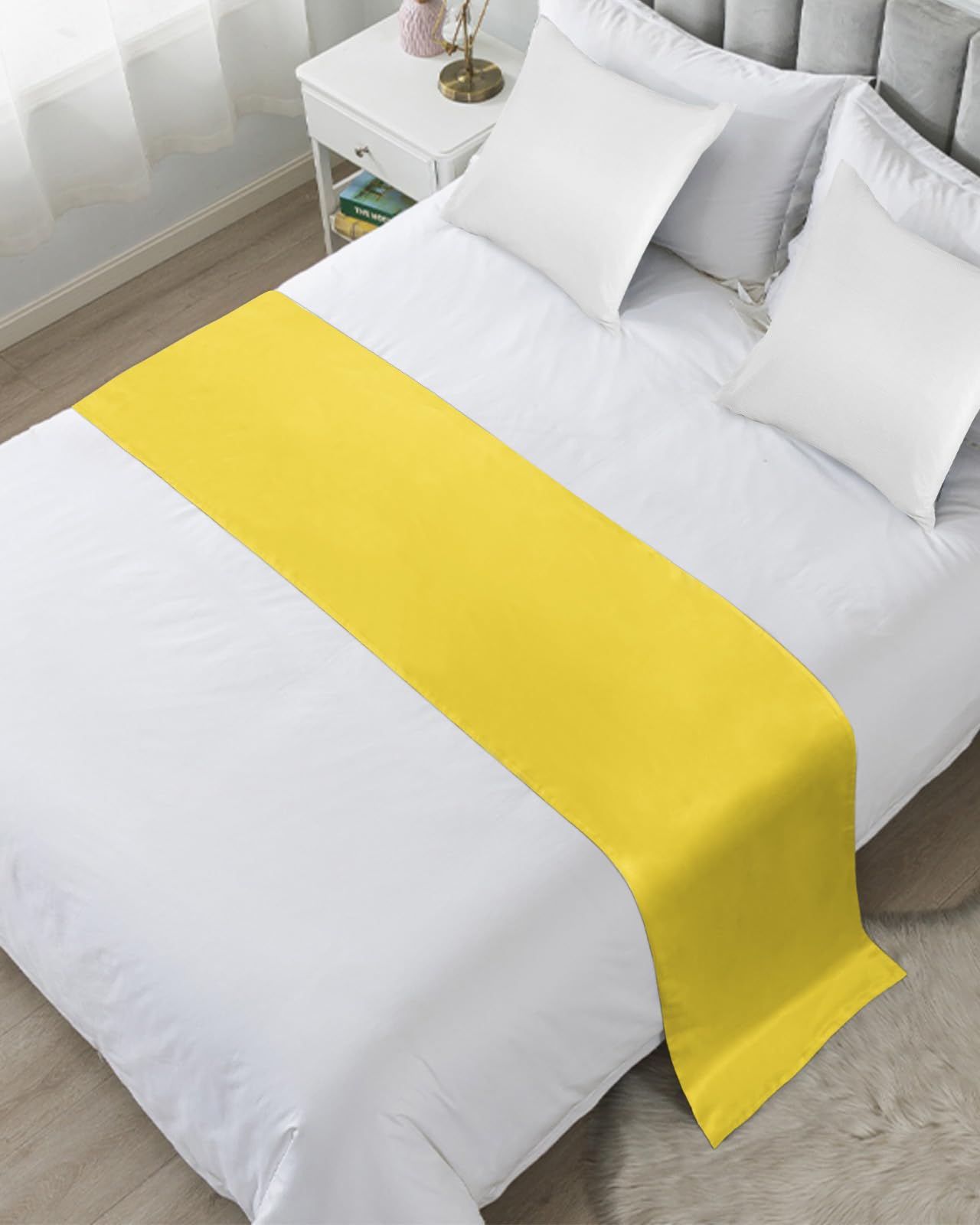 DecorLovee Ivory White Bed Runners for Queen Size Bed, Modern Decorative Bed Throws for Foot of Bed, Farmhouse Pure Ivory White Bed Runner Sofa Throw Bedding Scarf Protector Slipcover for Bedroom
