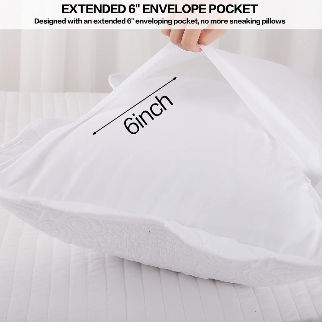 BOSOWOS Pillow Shams Standard Size Set of 2, Ultra Soft Breathable Quilted Pillow Cases 20 x 26 inches for Sleeping, Decorative Microfiber Bed Pillowcases Easy Care, White
