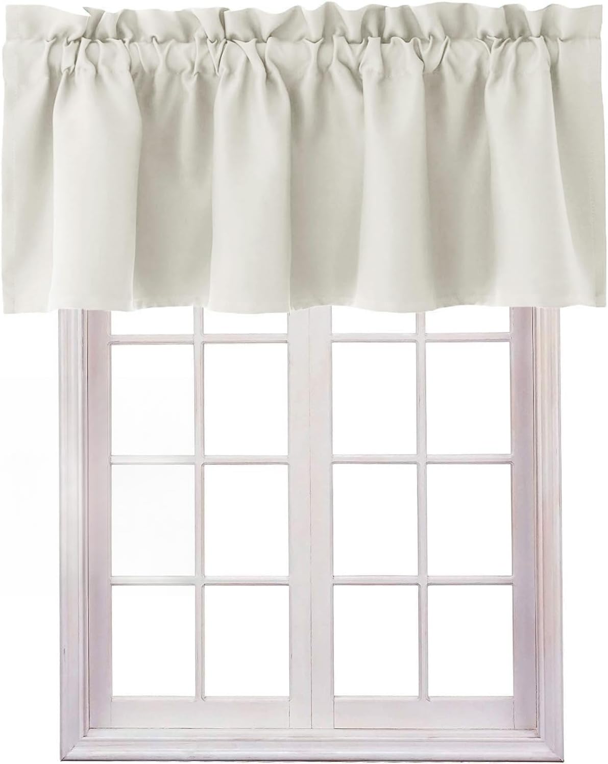 Hiasan Valance Curtains for Kitchen Blackout Thermal Insulated Solid Window Curtain Valance, Ivory, 42 x 18 Inches, 1 Panel