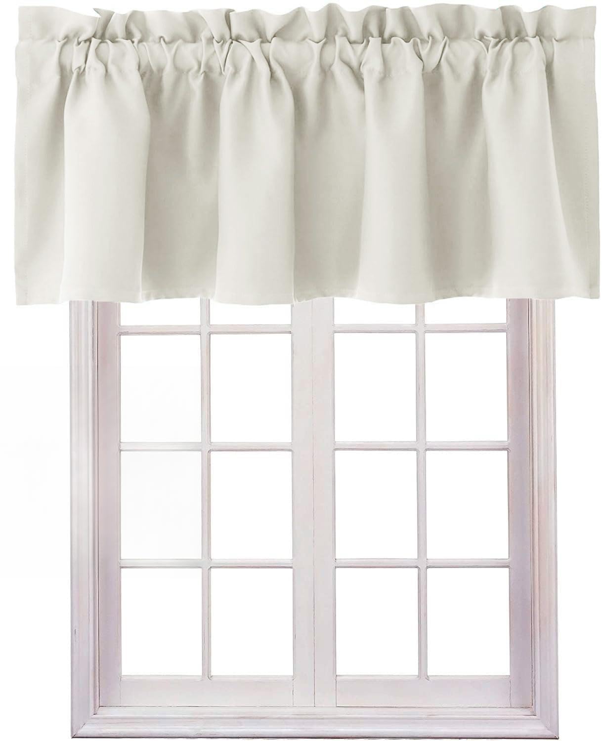 Hiasan Valance Curtains for Kitchen Blackout Thermal Insulated Solid Window Curtain Valance, Ivory, 42 x 18 Inches, 1 Panel