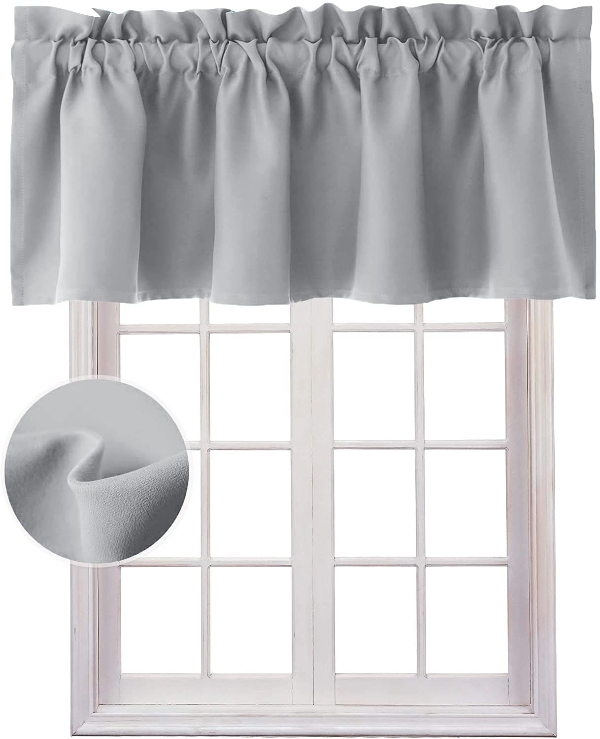 Hiasan Valance Curtains for Kitchen Blackout Thermal Insulated Solid Window Curtain Valance, Ivory, 42 x 18 Inches, 1 Panel