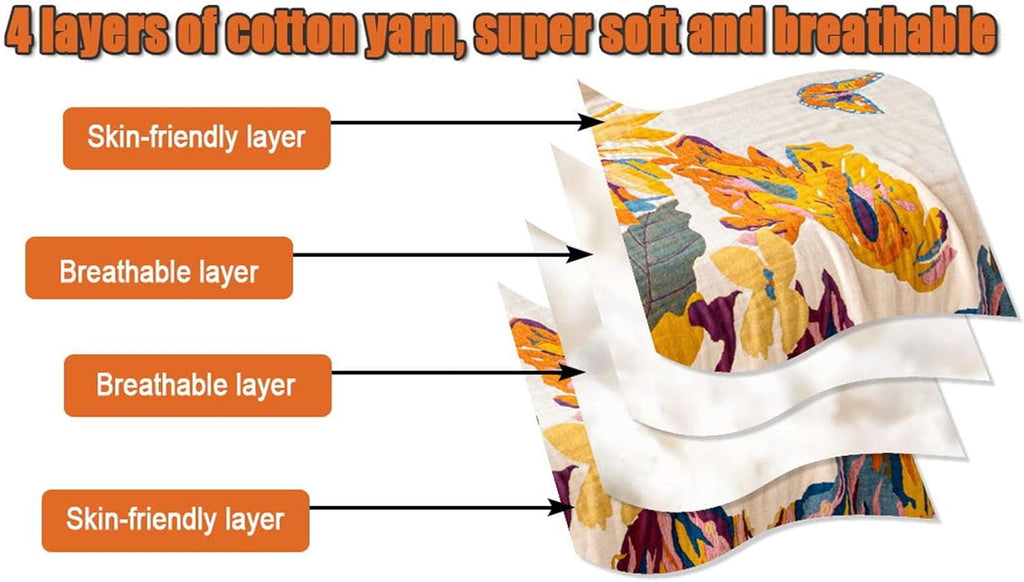 MSGKV Boho Throw Blanket 60''x80'',100% Cotton Blanket for Couch Bed, Summer Breathable Quilt Farmhouse Home Decor Soft Lightweight Picnic Blankets