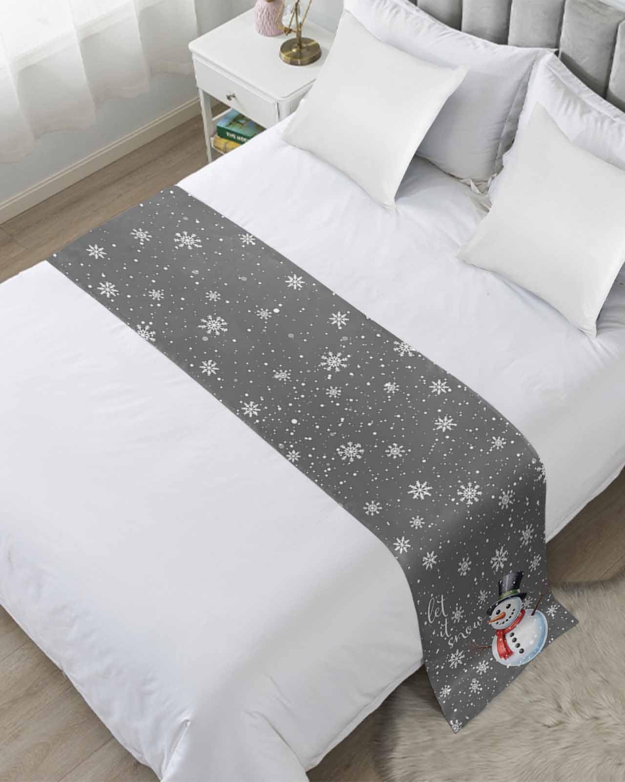 Abstract Mottled Turquoise Green Gray Art Bed Runners for Bedroom Hotel,Decorative Bedding Scarf Retro Painting Bed End Blanket Bedding Runner Scarves for Queen Size Bed,94x20in