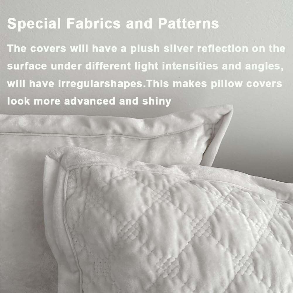 Standard Pillowcase 20X26 1 Piece Pillow Cover with Envelope Closure Rectangular Quilted Pillow Case Soft Decorative Texture Pillow Sham for Bed, Ivory White