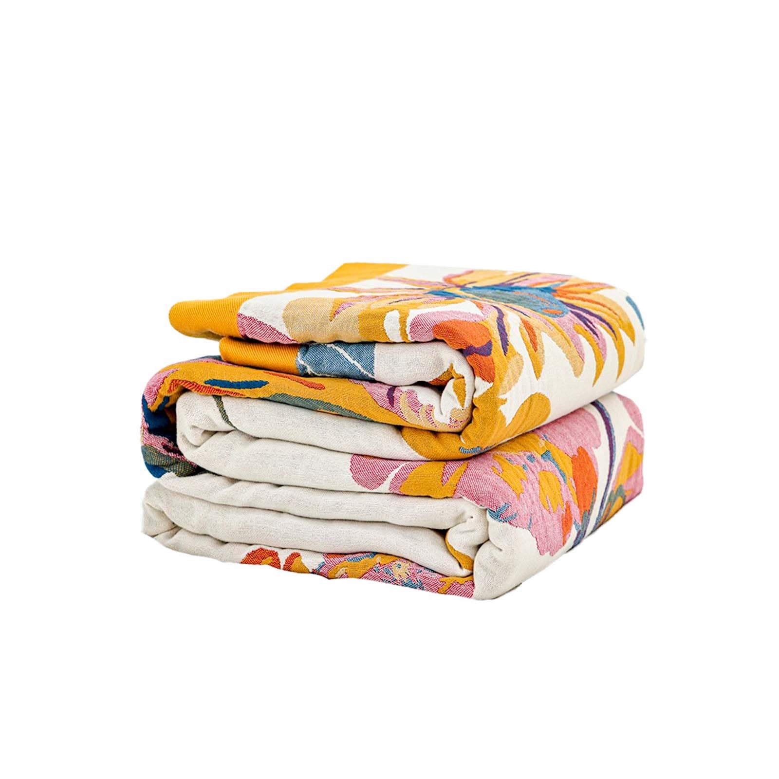 XIBLC Boho Throw Blanket, 100% Cotton Ultra Soft Luxury Throw Rustic Quilt, 50"x60" Floral Bird Butterfly Farmhouse Decor Bed Blankets, All Season Rustic Reversible Bohemian Throw for Bed - Yellow
