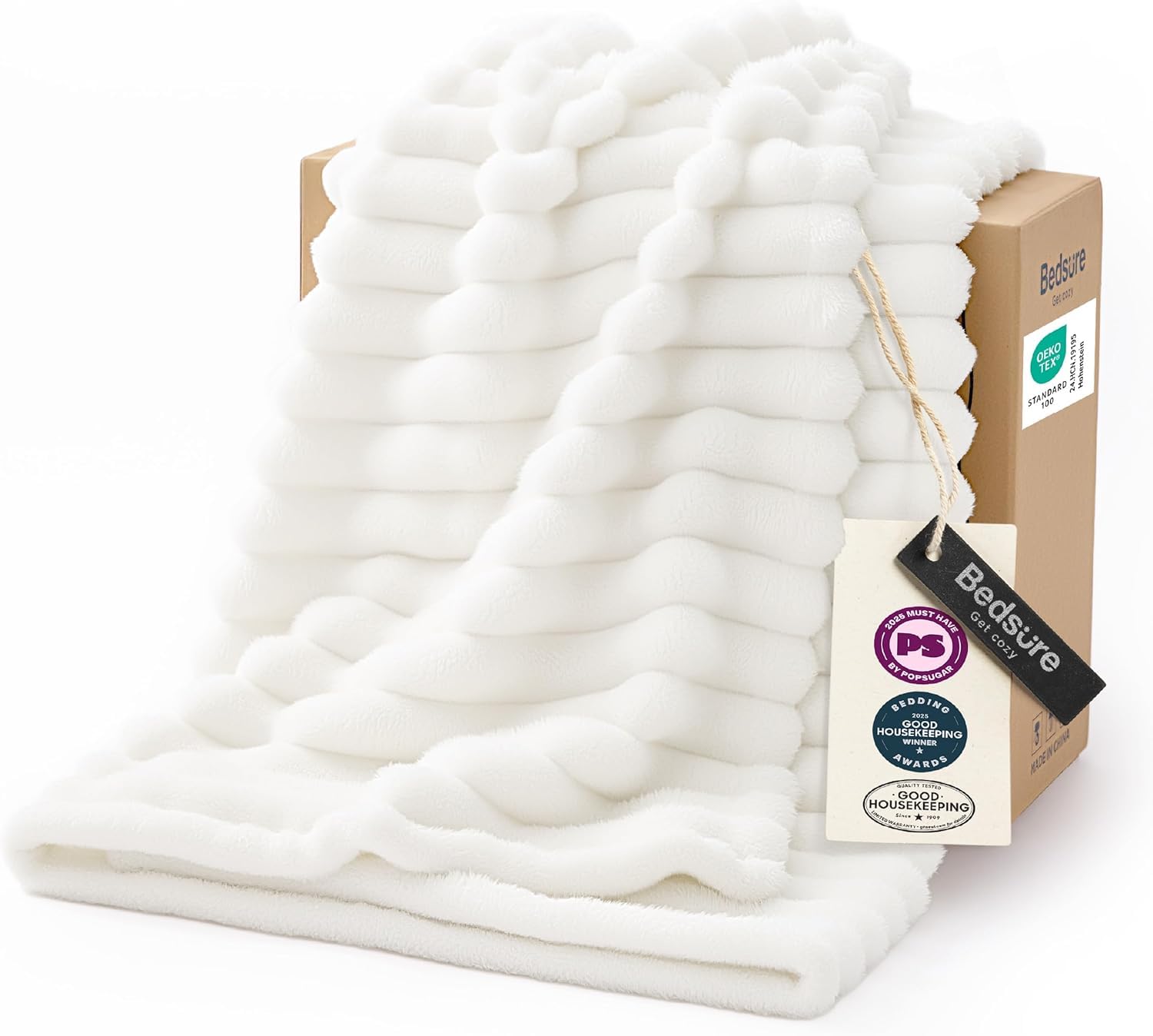 Bedsure GentleSoft King Size Blanket for Bed - Cozy Soft Blankets for Women, Cute Large Bedding Fleece Throws for Girls, Off White, 108x90 Inches