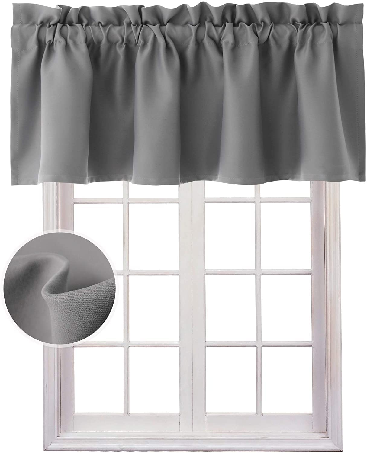 Hiasan Valance Curtains for Kitchen Blackout Thermal Insulated Solid Window Curtain Valance, Ivory, 42 x 18 Inches, 1 Panel