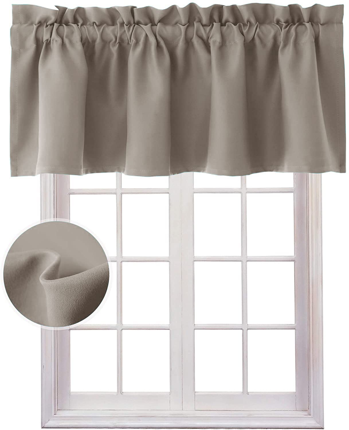 Hiasan Valance Curtains for Kitchen Blackout Thermal Insulated Solid Window Curtain Valance, Ivory, 42 x 18 Inches, 1 Panel