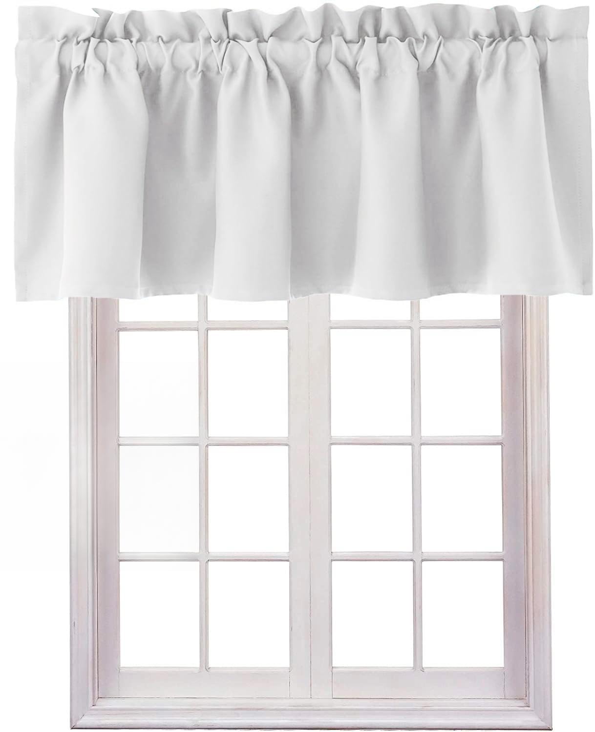 Hiasan Valance Curtains for Kitchen Blackout Thermal Insulated Solid Window Curtain Valance, Ivory, 42 x 18 Inches, 1 Panel