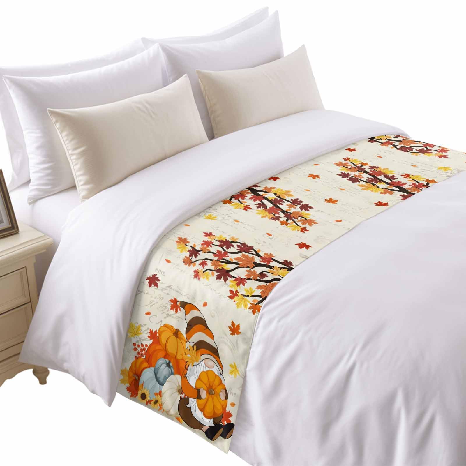 Bed Runner for King Size Bed, Blue Beige Farmhouse Decorative Bed Runners Scarves for Bedroom, Vintage Wooden Striped Washable Bedding Scarf Cover Bed Runner for Foot of Bed