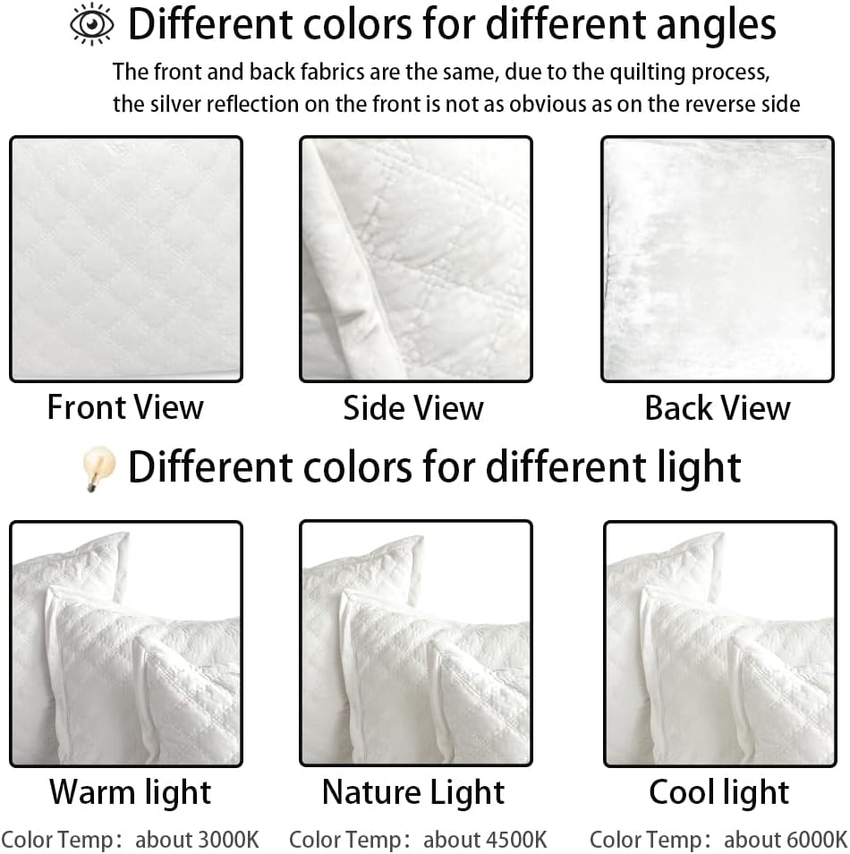 Standard Pillowcase 20X26 1 Piece Pillow Cover with Envelope Closure Rectangular Quilted Pillow Case Soft Decorative Texture Pillow Sham for Bed, Ivory White