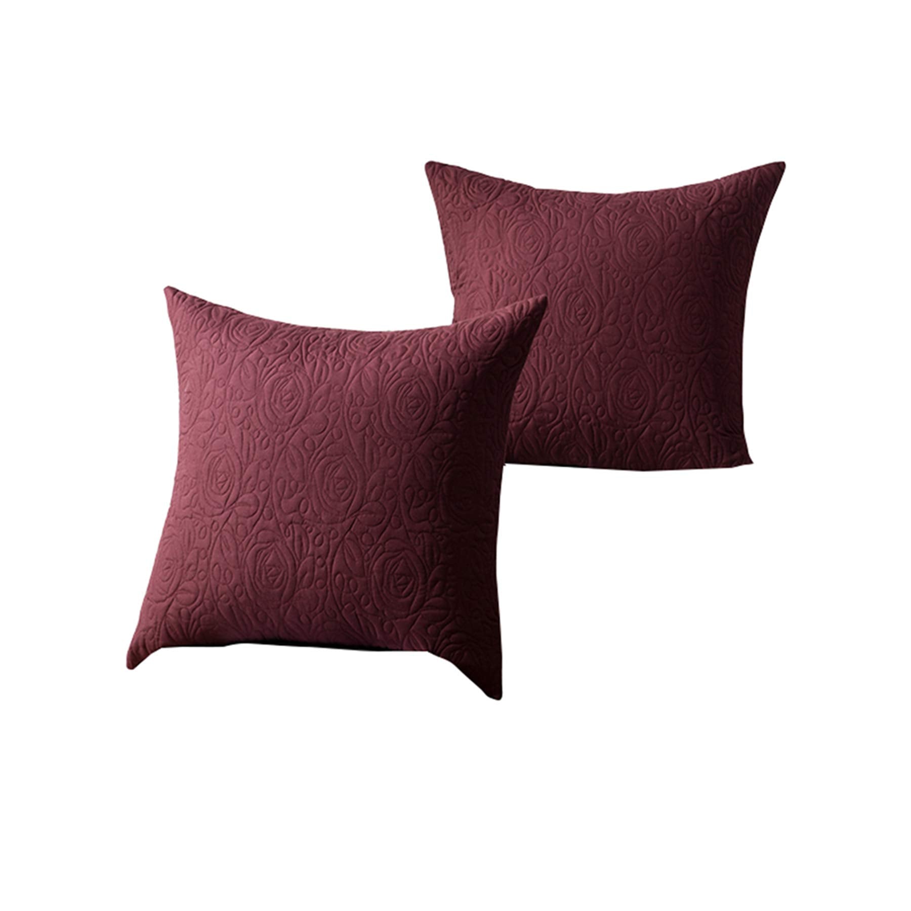 MarCielo 2-Piece Embroidered Pillow Shams, Decorative Microfiber Pillow Covers Set, Standard Size, Beige