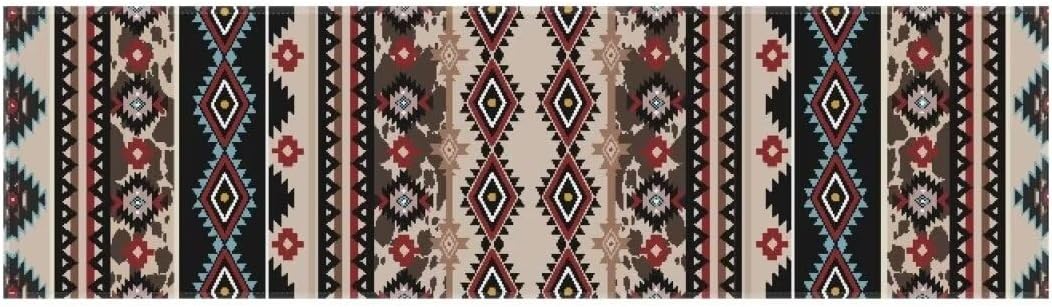 Dreaweet Southwestern Pattern Bed Runner,Aztec Tribal Geometry Pattern Brown Bed Scarf for Foot of Bed Queen Size,Decorative Accent Bedding Scarf for Hotels Homes and Guestrooms