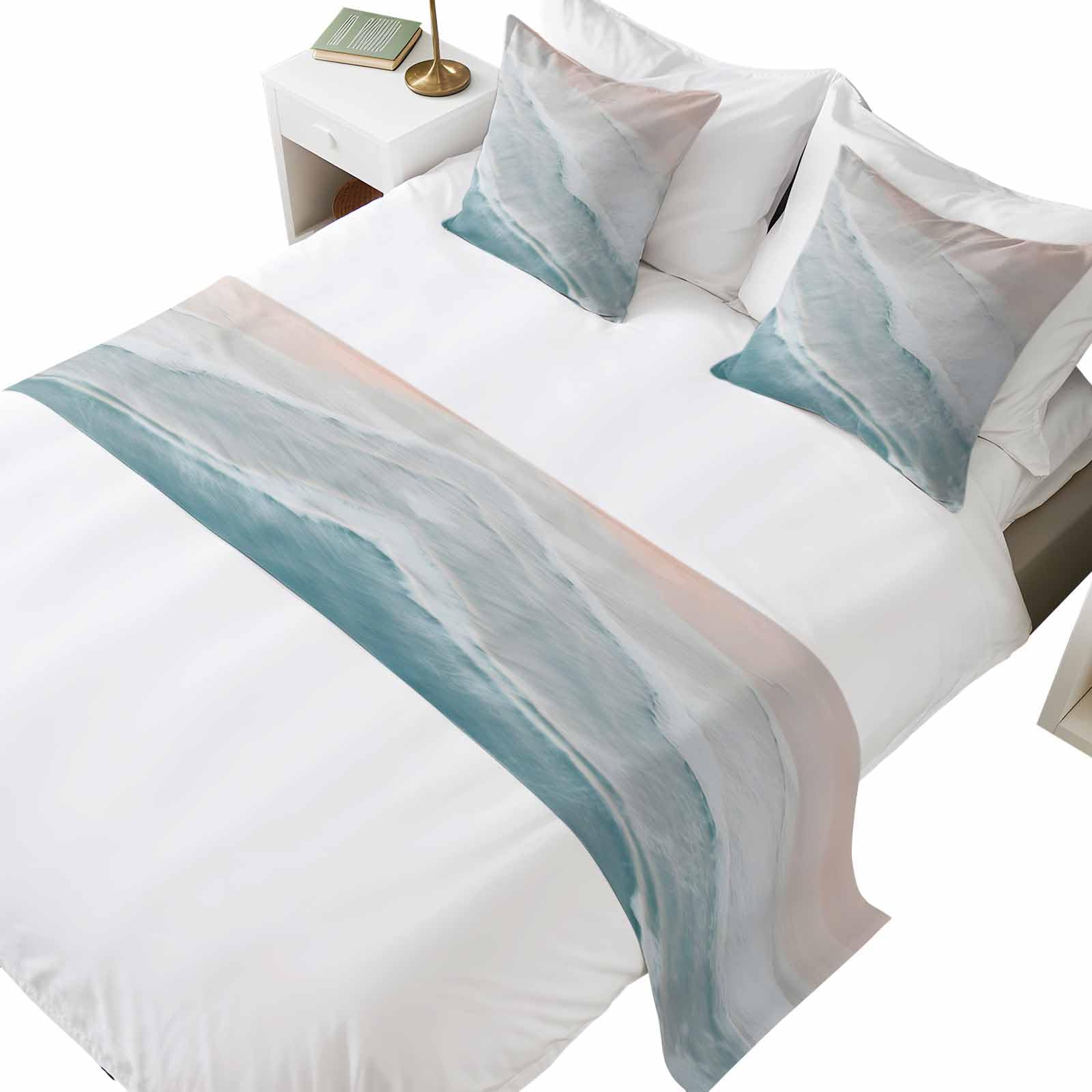 Sage Green Bed Runners for King Size Beds Farmhouse Bed Scarf Matching Decorative Throw Pillow Covers Modern Minimalism Solid Color Art Hotel Beds End Blanket Towel Soft Bedspread Protection