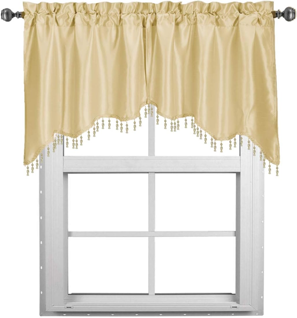 Royal Hotel Bedding Luxury Soho Ivory Swag Valance, Solid Pattern, 35x30 inches