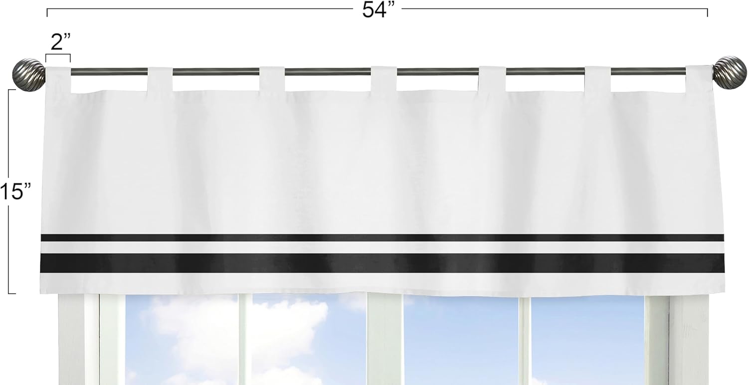 Sweet Jojo Designs White and Black Hotel Modern Window Valance