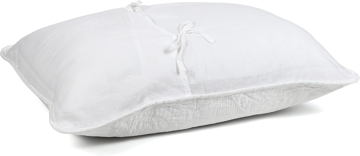 Newrara Bed Pillow Shams 100% Cotton White Embroidered Quilted Pillow Cases Set of 2, Queen Size (White)