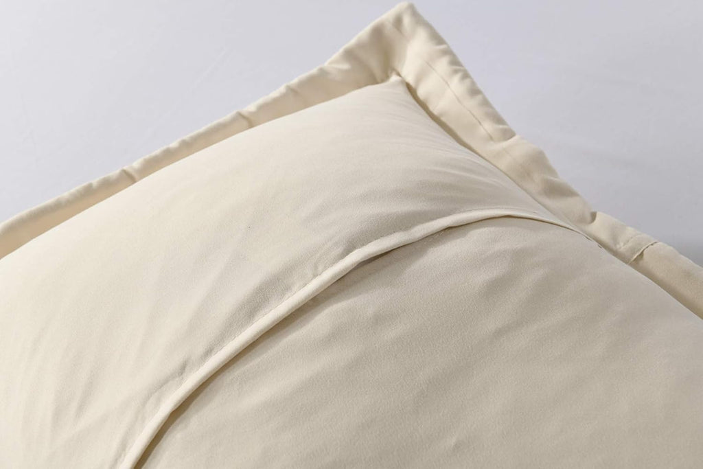 MarCielo 2-Piece Embroidered Pillow Shams, Decorative Microfiber Pillow Covers Set, Standard Size, Beige