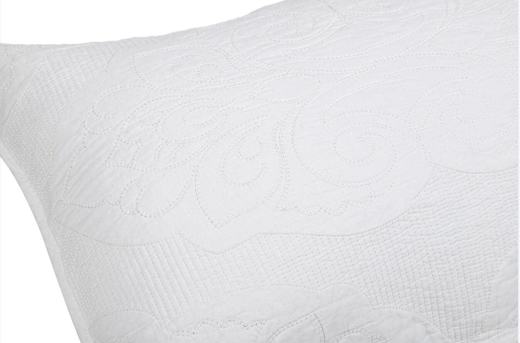 Newrara Bed Pillow Shams 100% Cotton White Embroidered Quilted Pillow Cases Set of 2, Queen Size (White)