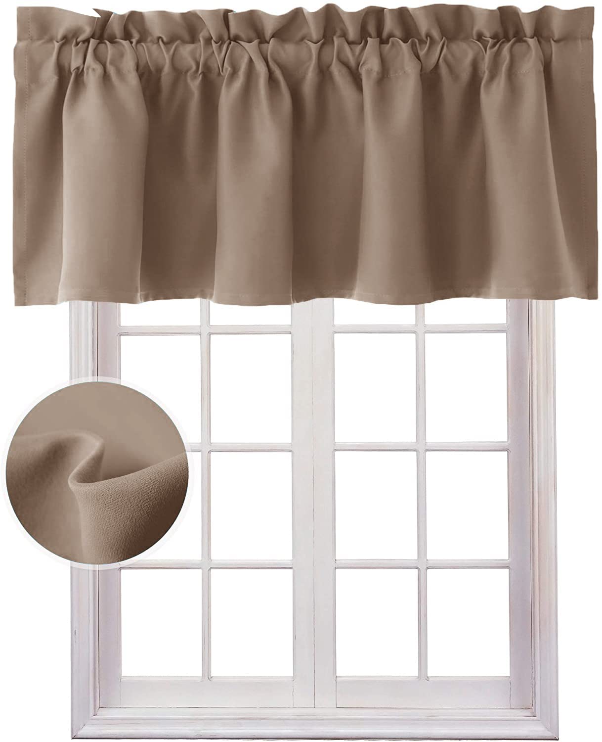 Hiasan Valance Curtains for Kitchen Blackout Thermal Insulated Solid Window Curtain Valance, Ivory, 42 x 18 Inches, 1 Panel