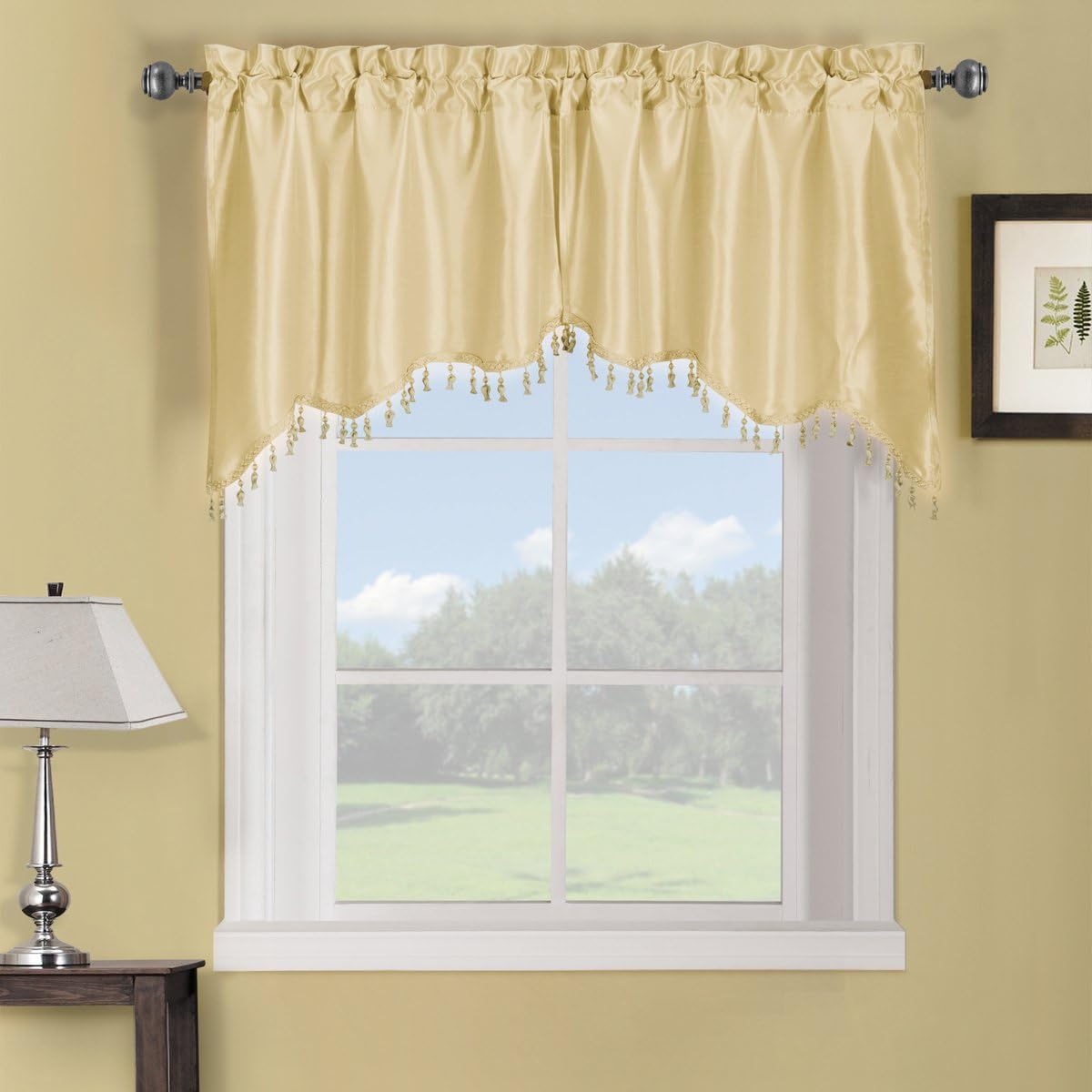 Royal Hotel Bedding Luxury Soho Ivory Swag Valance, Solid Pattern, 35x30 inches