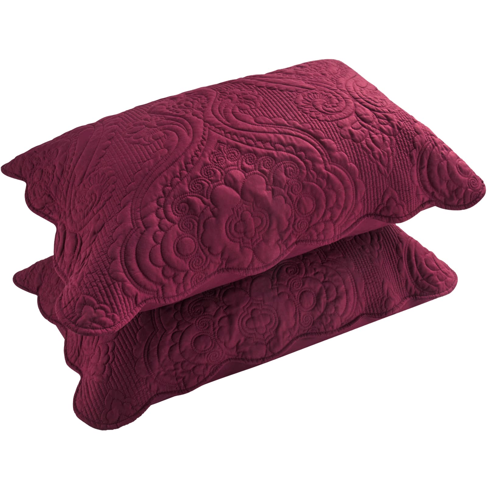 BOSOWOS Quilted Pillow Shams Set of 2, Decorative Microfiber King Bed Pillow Shams, Soft Breathable Pillow Covers with Envelope Closure (White, 2Pcs:20 x 36inch)