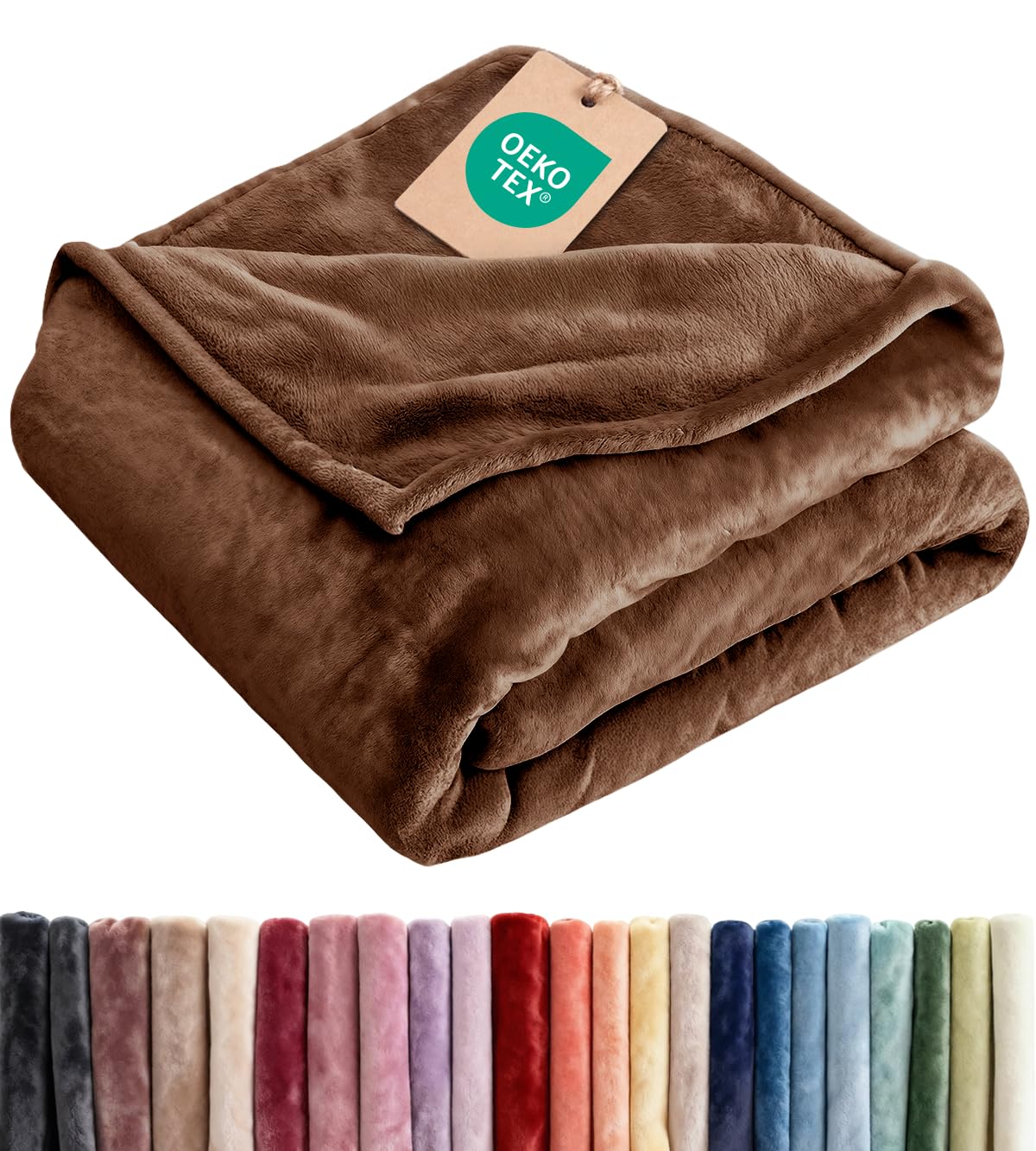 Ultra Soft Fleece Blanket Throw Size - Flannel Fleece Luxury Throw Blanket - Lightweight for Couch Bed Chair - Thick, Warm and Breathable - All Season Cozy Fuzzy, Anti-Static Microplush Bedding, Cream