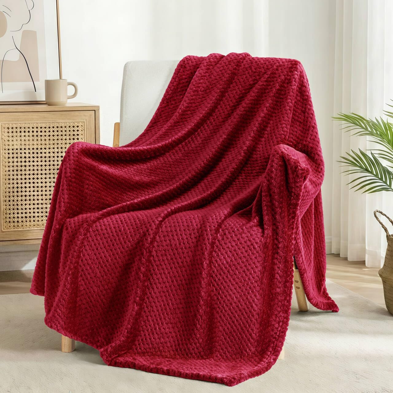 Exclusivo Mezcla Fleece Throw Blanket Extra Large, Super Soft and Warm Blankets for Couch, Sofa and Bed Waffle Textured, Cozy, Fuzzy and Lightweight (Slate Blue, 50x70 Inches)