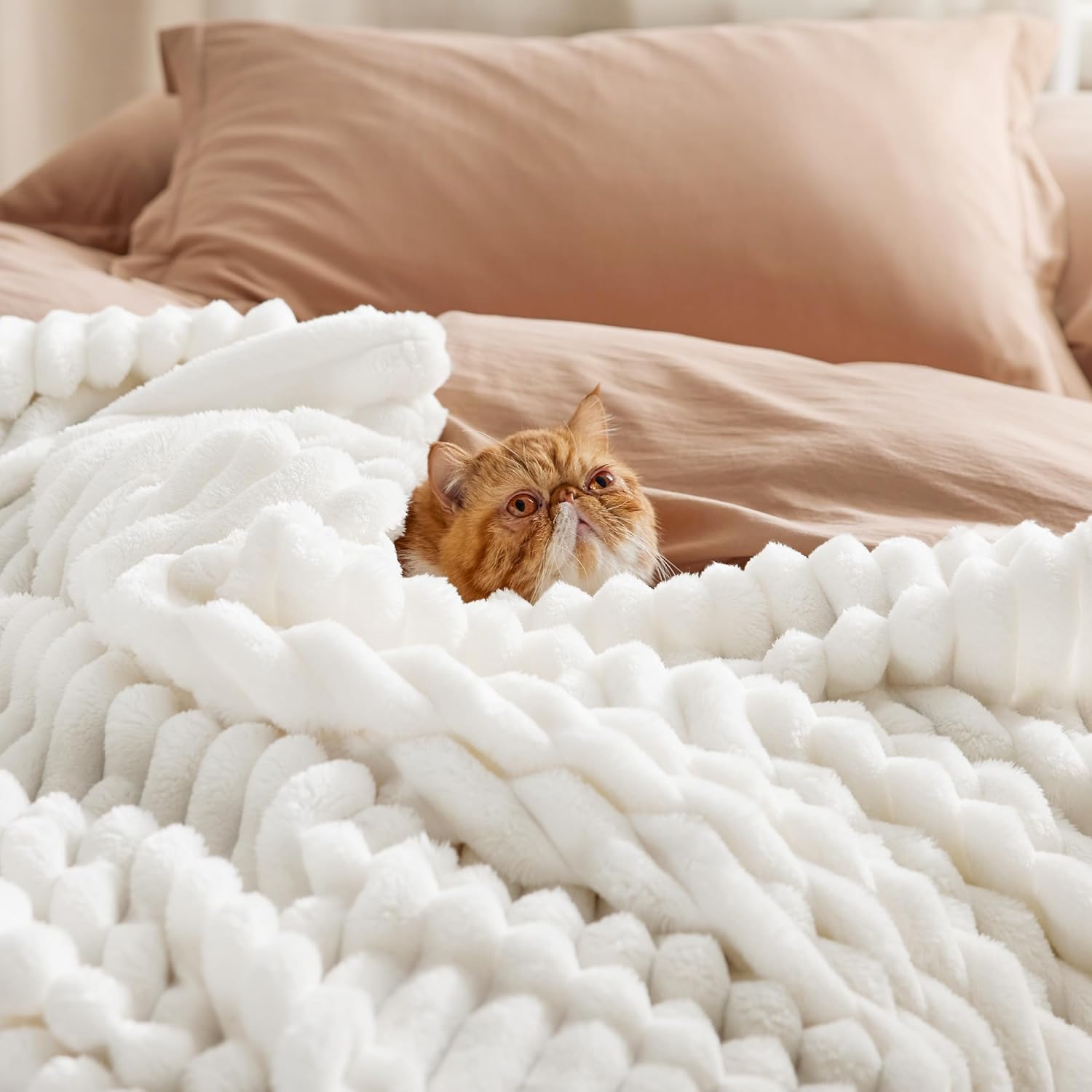 Bedsure GentleSoft King Size Blanket for Bed - Cozy Soft Blankets for Women, Cute Large Bedding Fleece Throws for Girls, Off White, 108x90 Inches