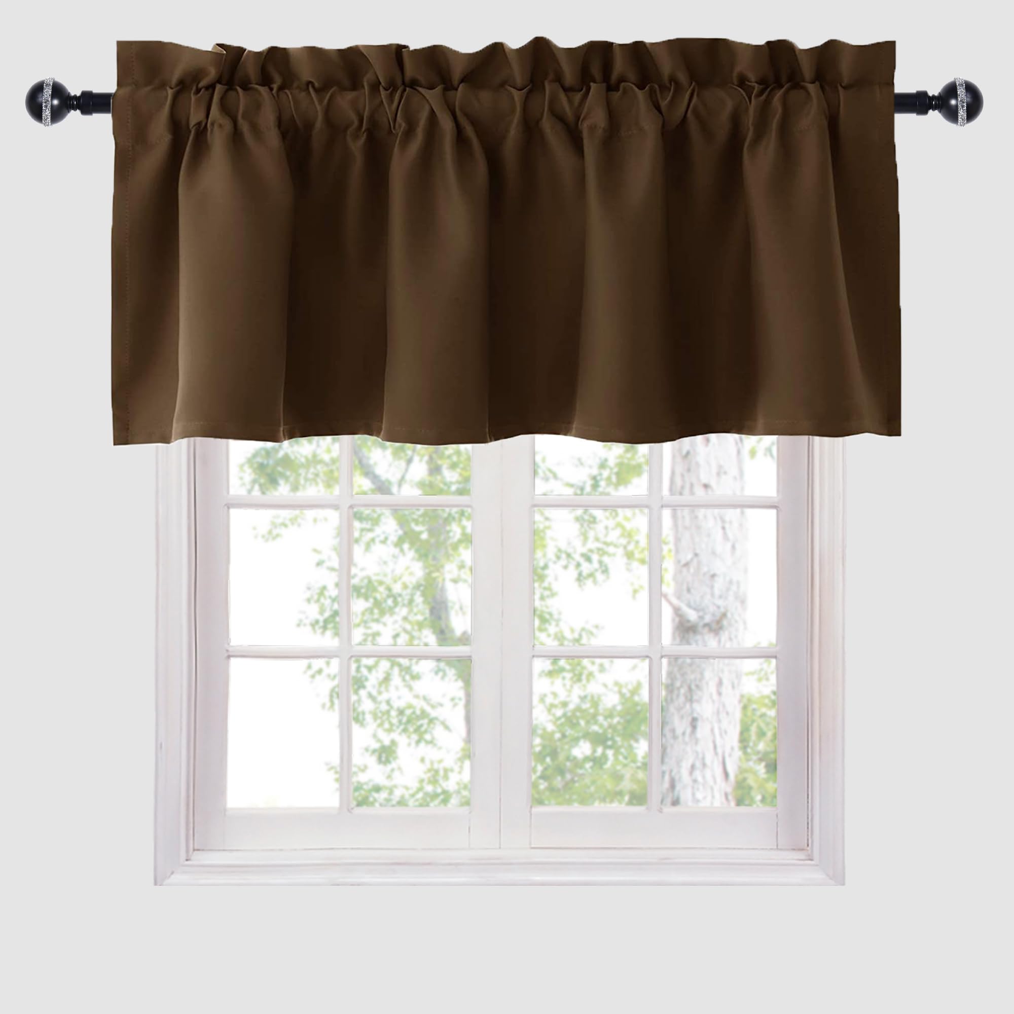 Hiasan Valance Curtains for Kitchen Blackout Thermal Insulated Solid Window Curtain Valance, Ivory, 42 x 18 Inches, 1 Panel