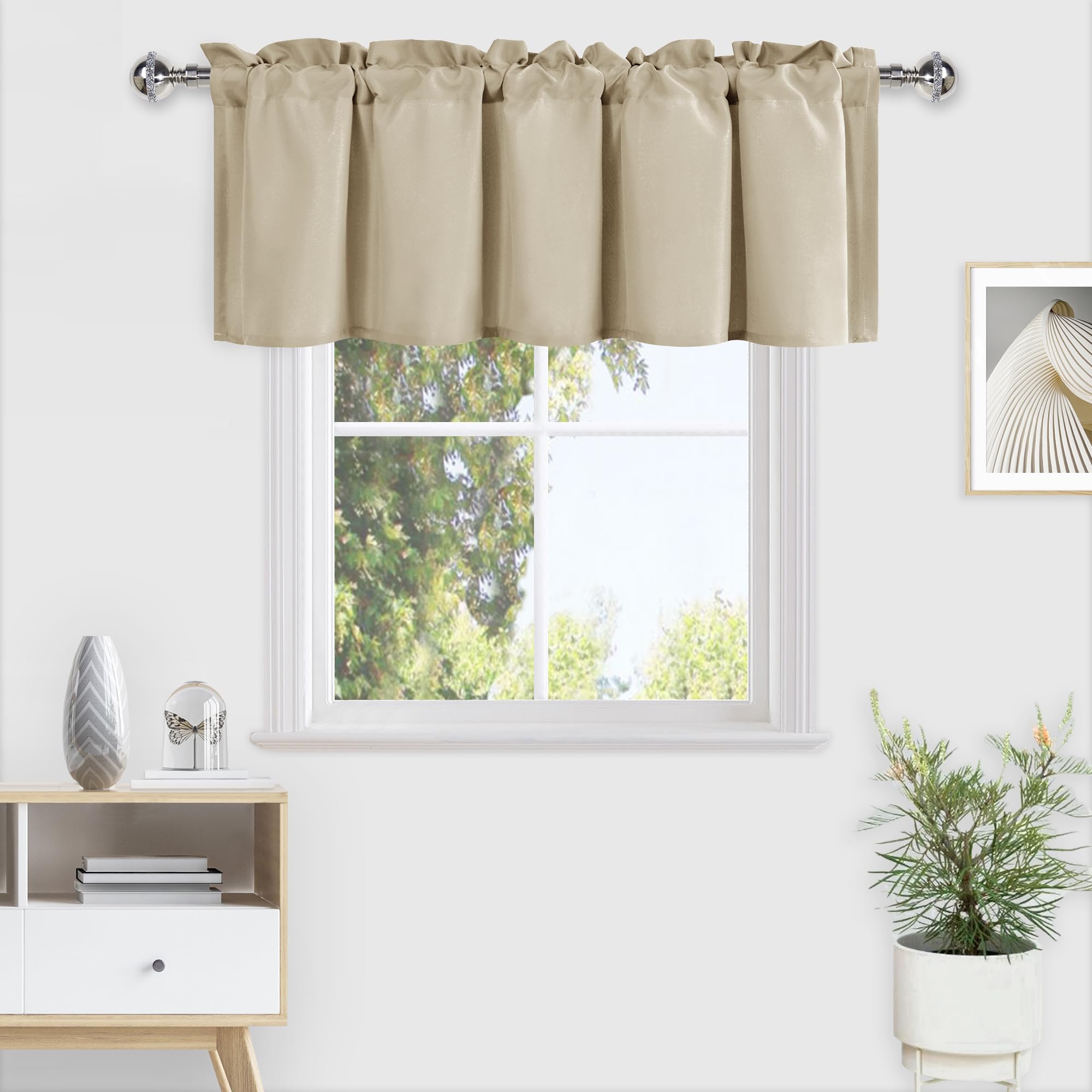 DWCN Valance Curtains for Living Room, Kitchen Valance Solid Short Topper, Rod Pocket Bathroom/Basement Curtain for Window Treatment, 1 Panel, 60 X 18 Inch, Grey
