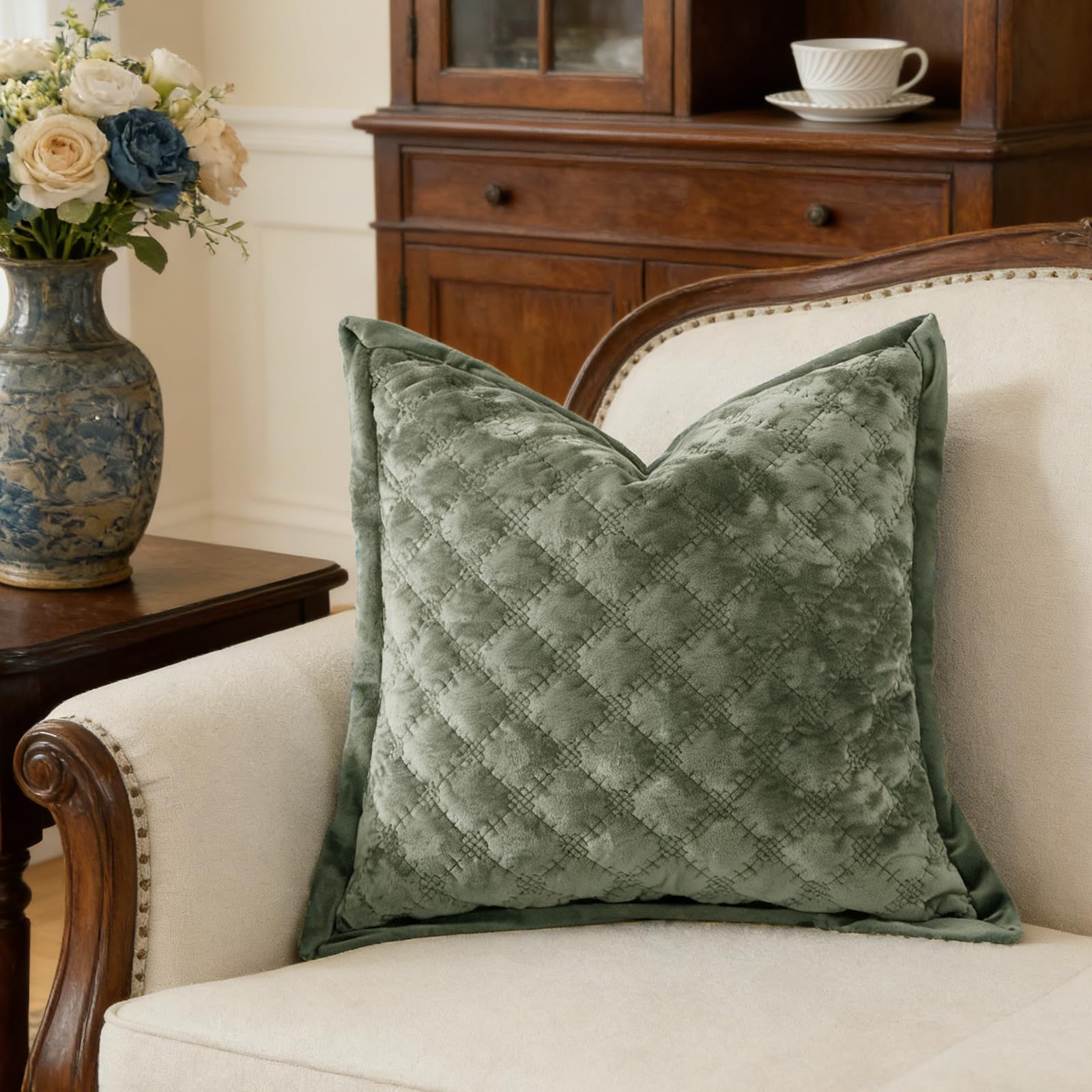 Standard Pillowcase 20X26 1 Piece Pillow Cover with Envelope Closure Rectangular Quilted Pillow Case Soft Decorative Texture Pillow Sham for Bed, Ivory White