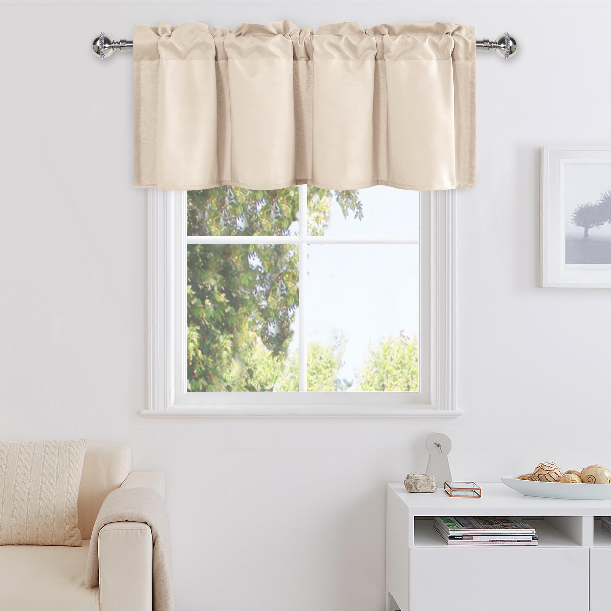 DWCN Valance Curtains for Living Room, Kitchen Valance Solid Short Topper, Rod Pocket Bathroom/Basement Curtain for Window Treatment, 1 Panel, 60 X 18 Inch, Grey