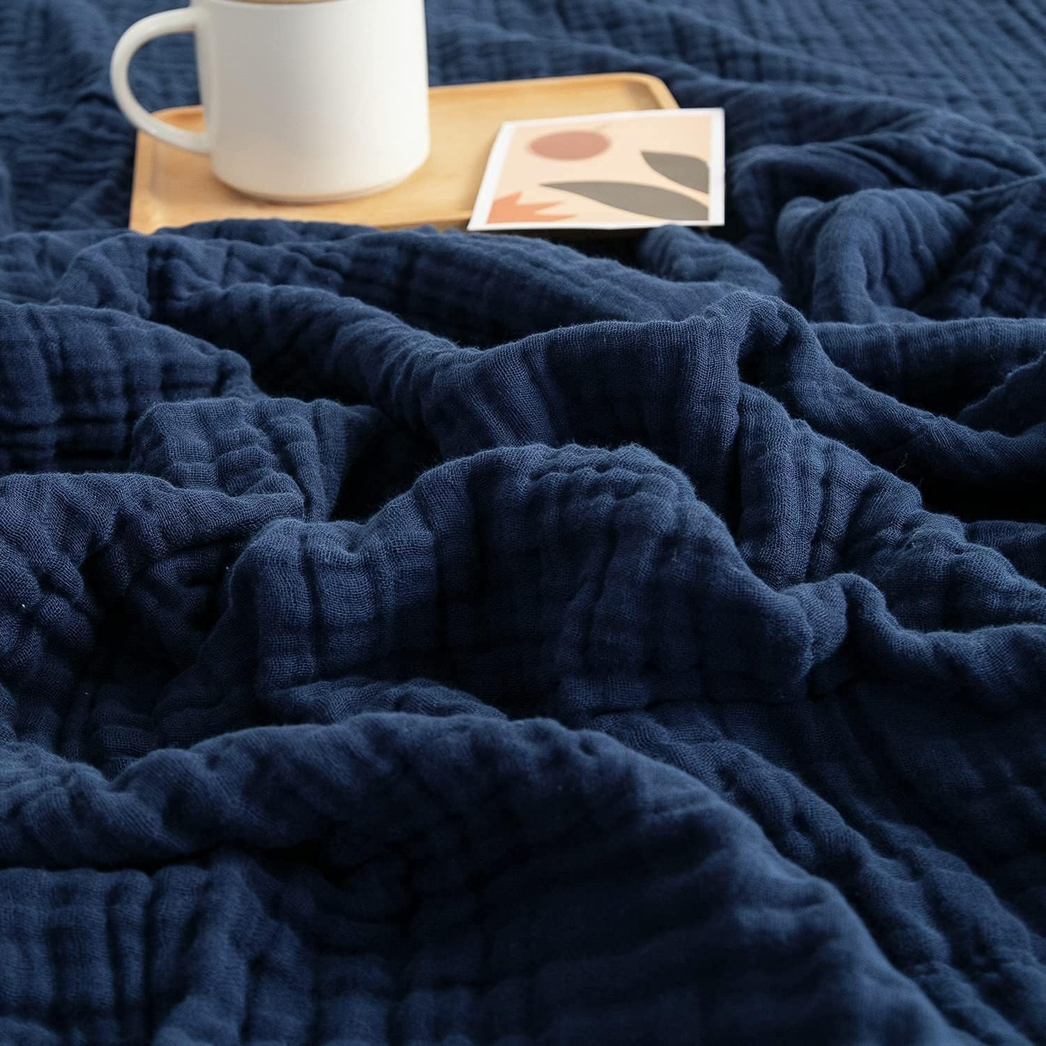 EMME Muslin Throw Blanket for Adults 100% Cotton Blankets for Couch 4-Layer Summer Breathable Gauze All Season Soft and Lightweight Pre-Washed (Teal, 50"x71")